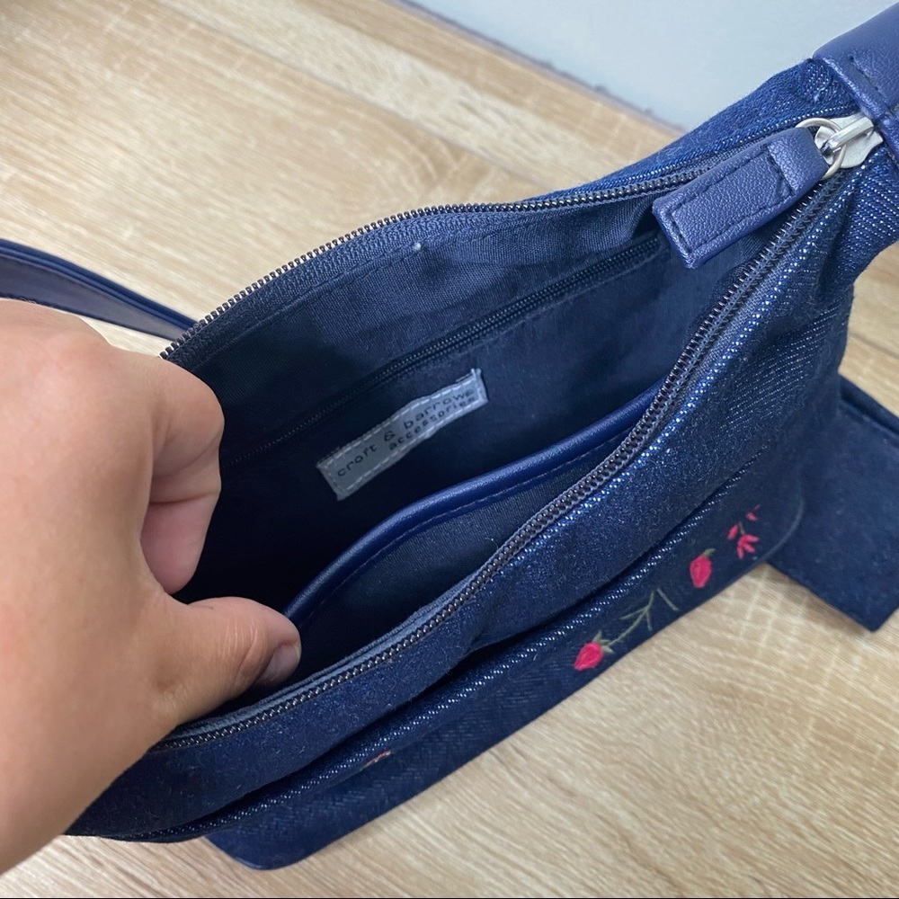 ✨NWT Croft & Barrow Vintage Y2K Denim Embroidered Floral Shoulder Purse - Picture 4 of 10